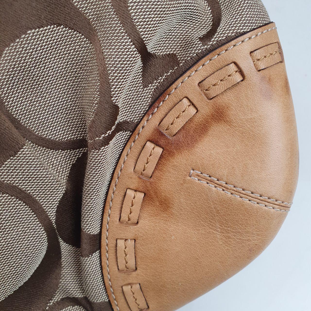 Coach Signature Canvas and Leather Hobo Shoulder Bag