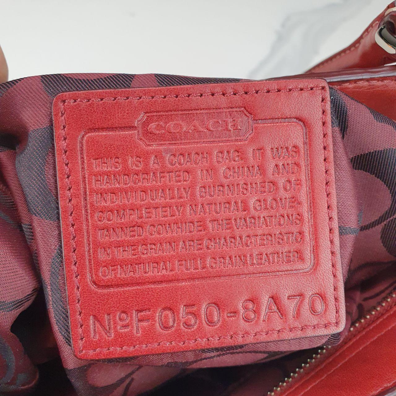 Authentic  COACH F36669 Leather 2WAY Bag Red Handbag