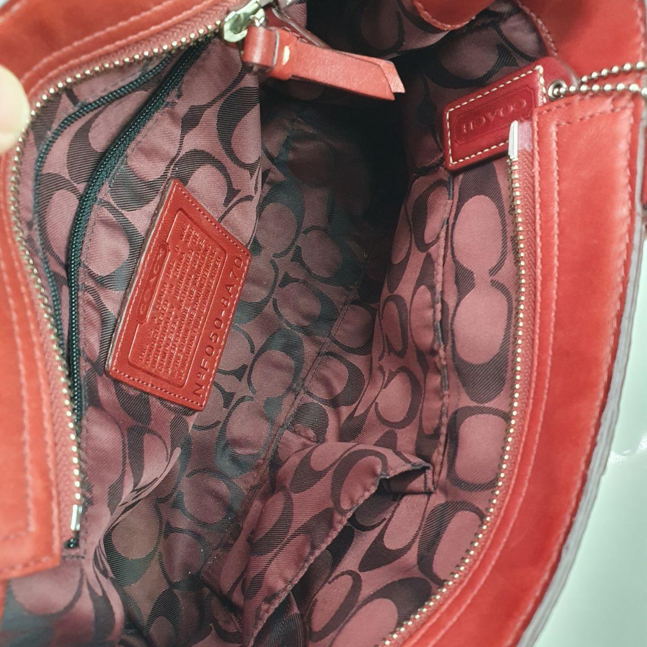 Authentic  COACH F36669 Leather 2WAY Bag Red Handbag