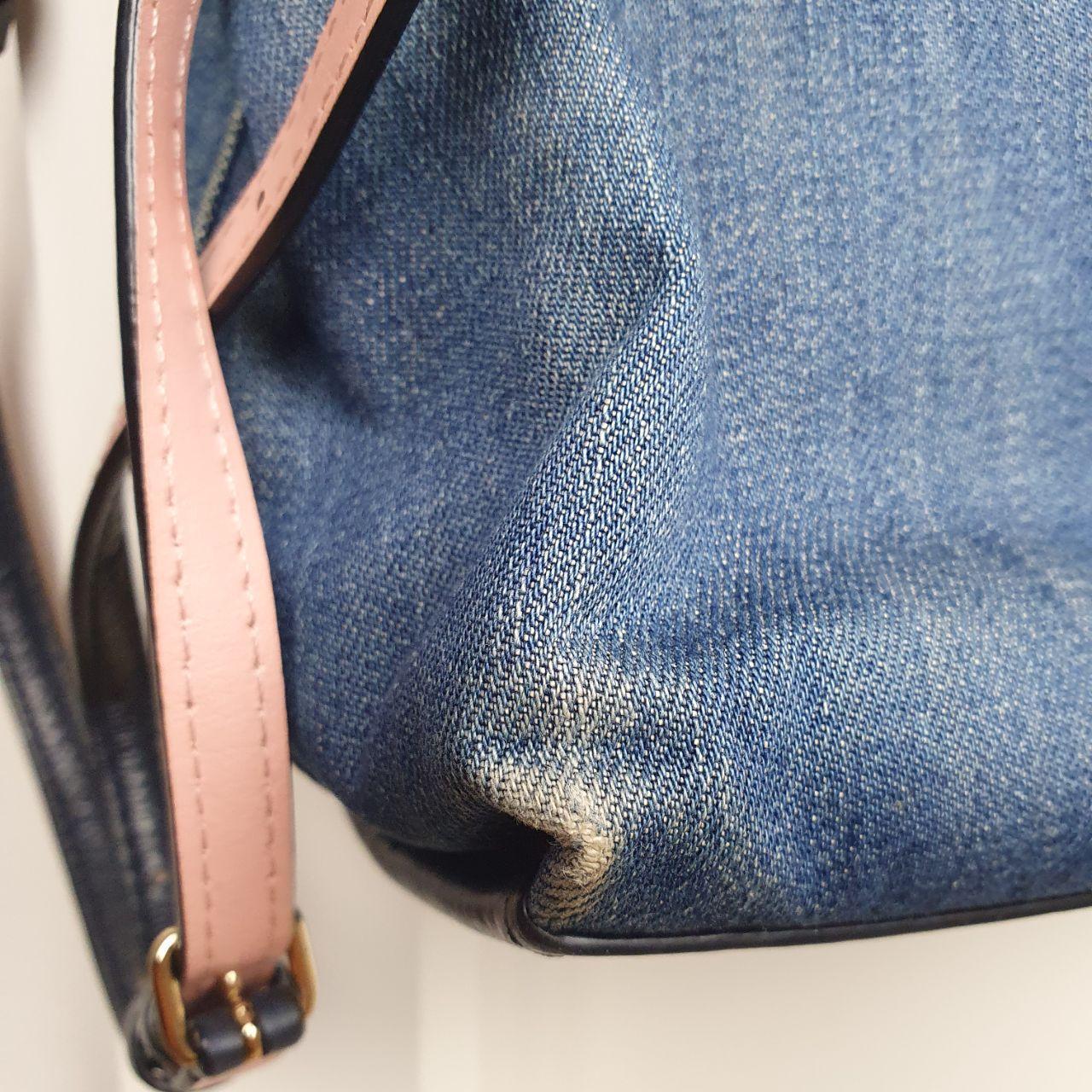 Authentic Coach Emma Mini Blue Denim and Leather handbag
