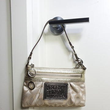 Authentic Coach signature mini purse with silver hardware