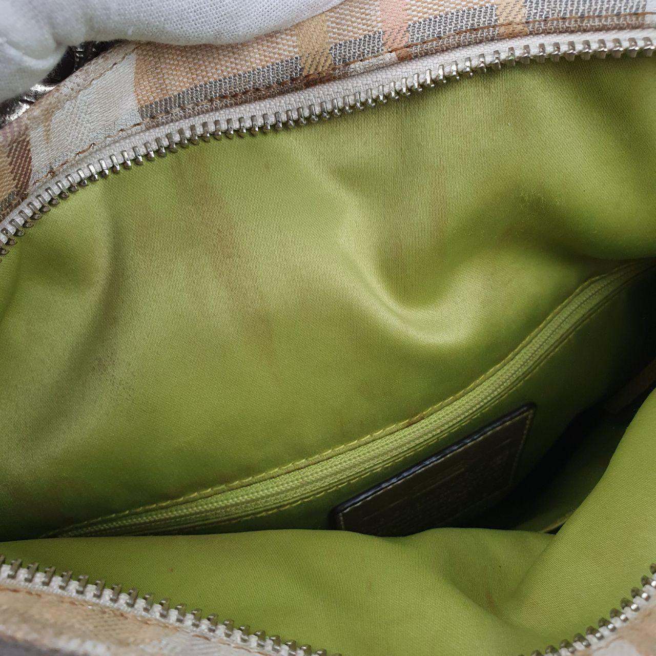 Coach Signature Canvas Tote Bag with Gold Leather Straps