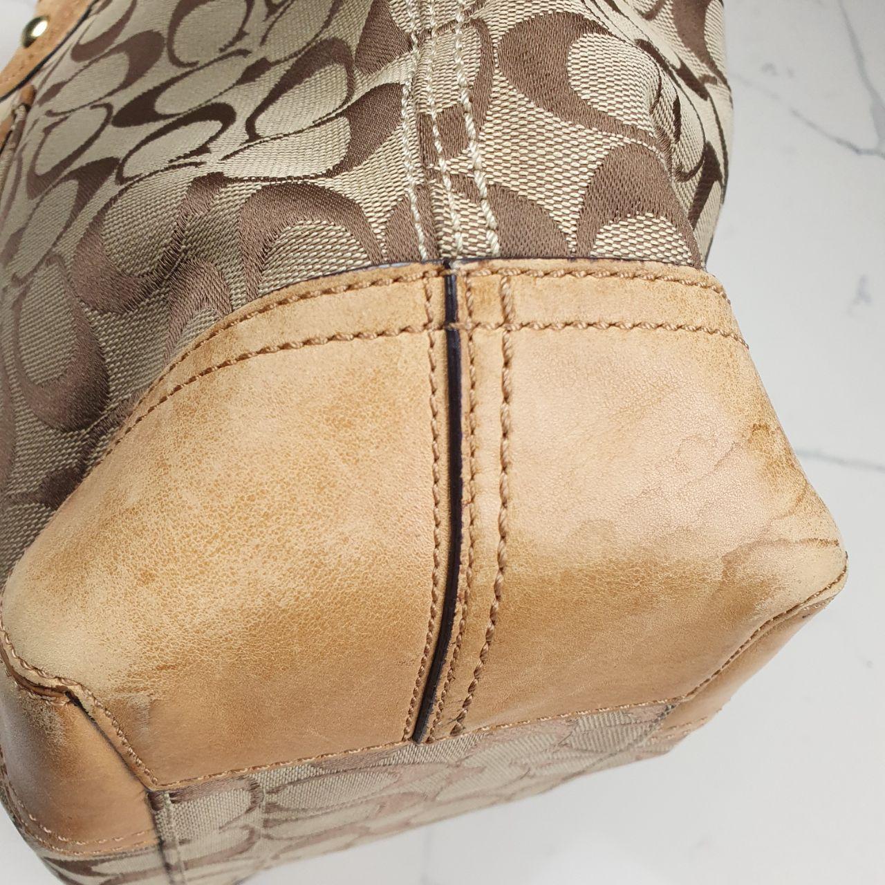 Coach Signature Canvas Tote Bag with Leather Trim