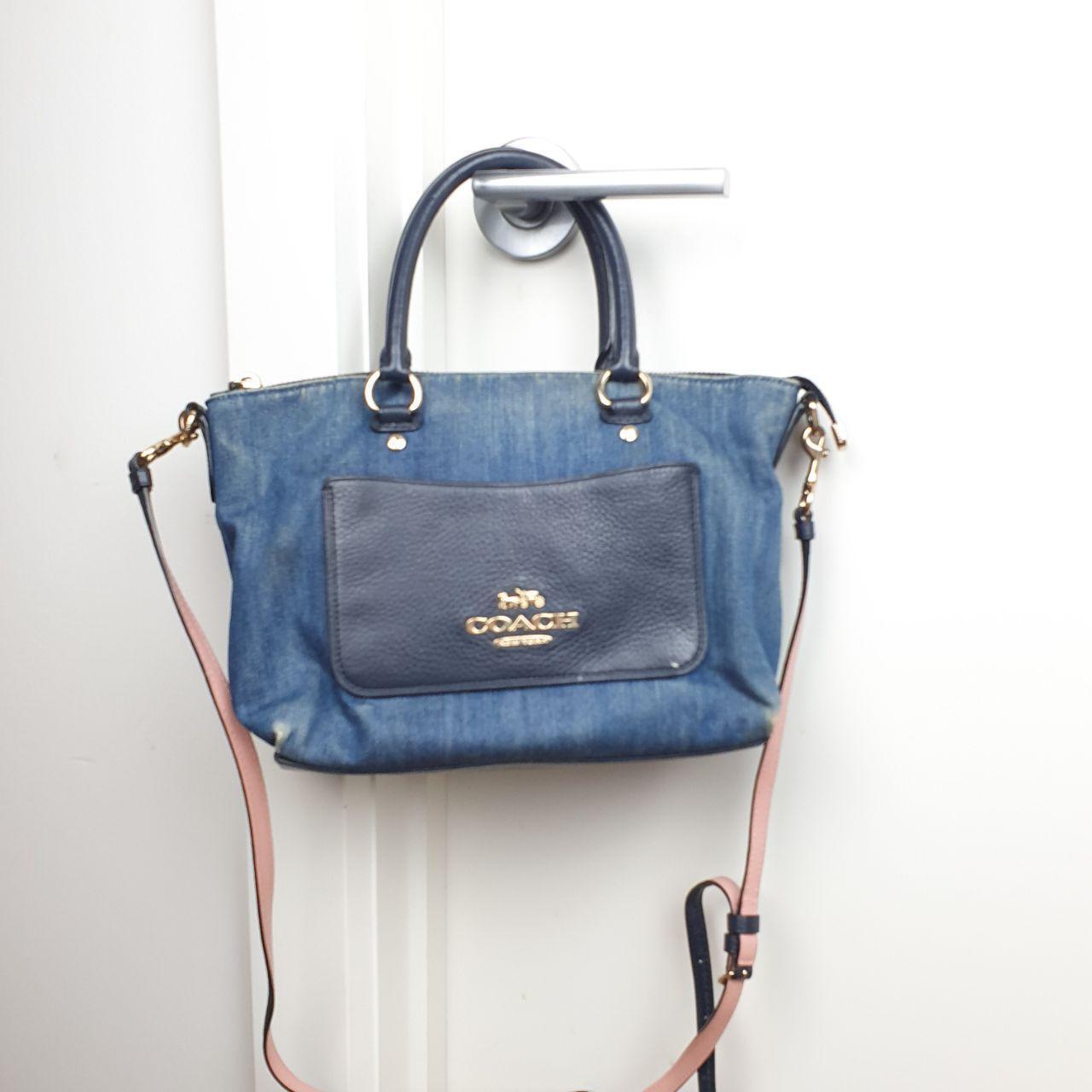 Authentic Coach Emma Mini Blue Denim and Leather handbag