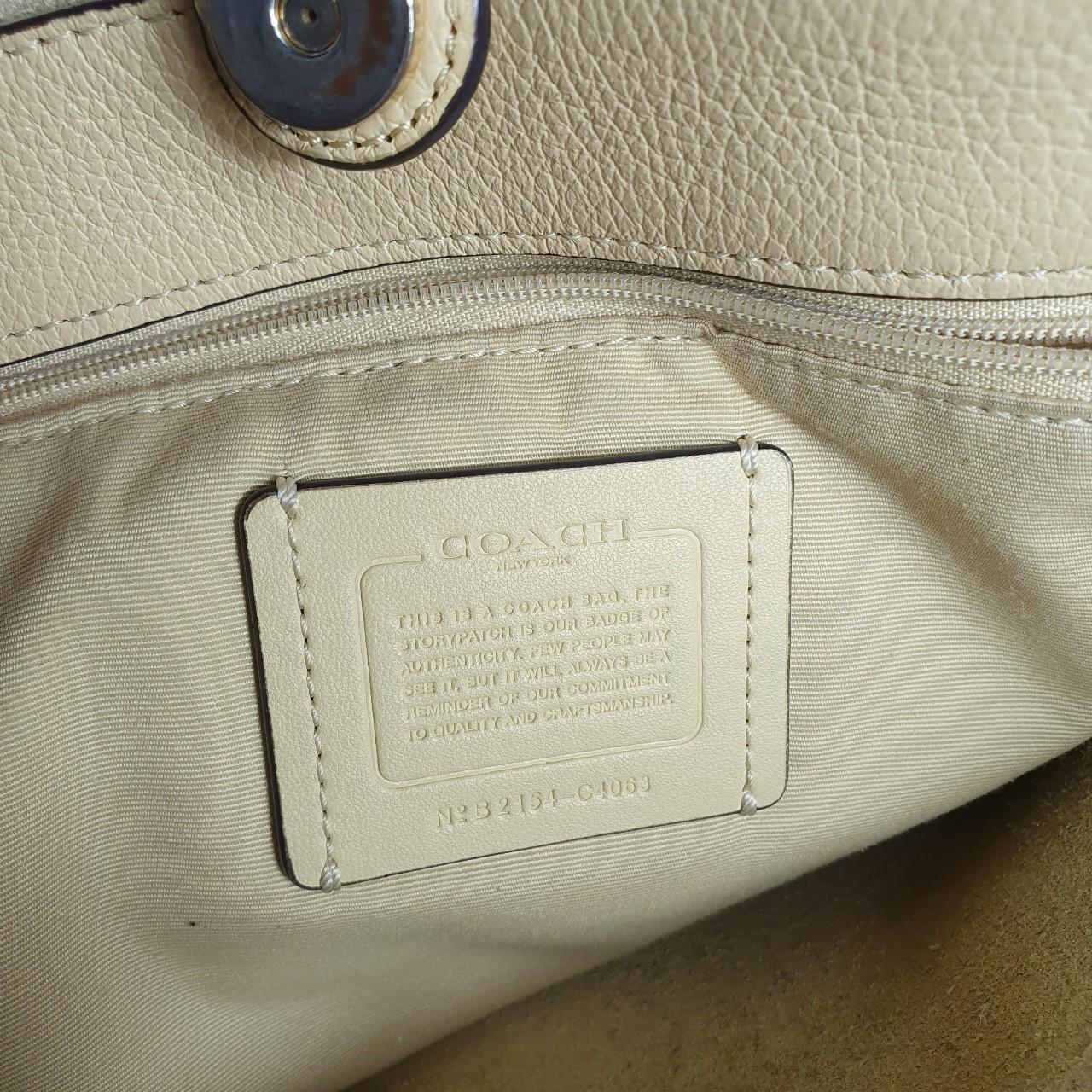 Authentic Coach white leather tote bag with gold logo