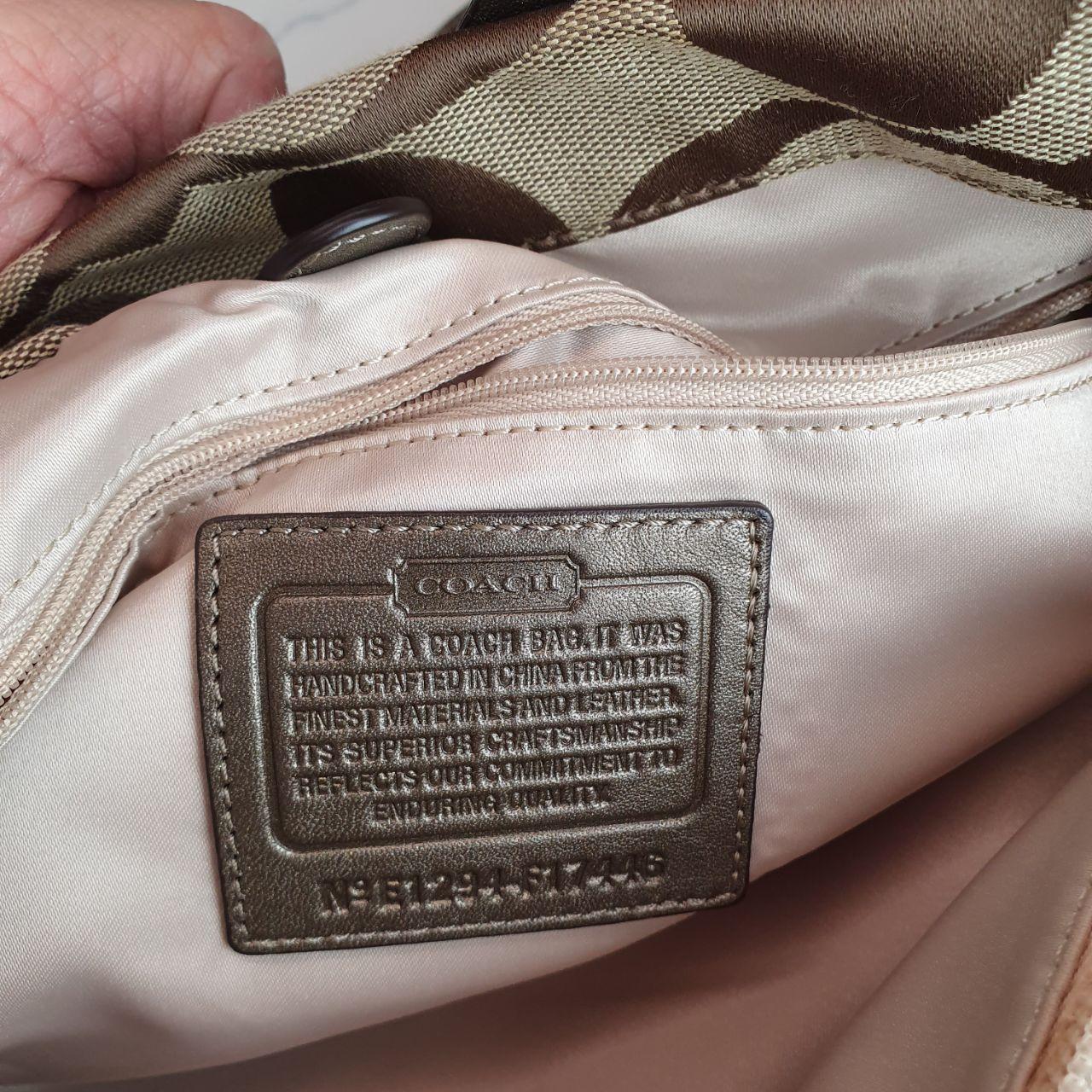 Authentic Ultra Rare Coach Ashley Khaki Rose Multi Signature Satchel Metallic