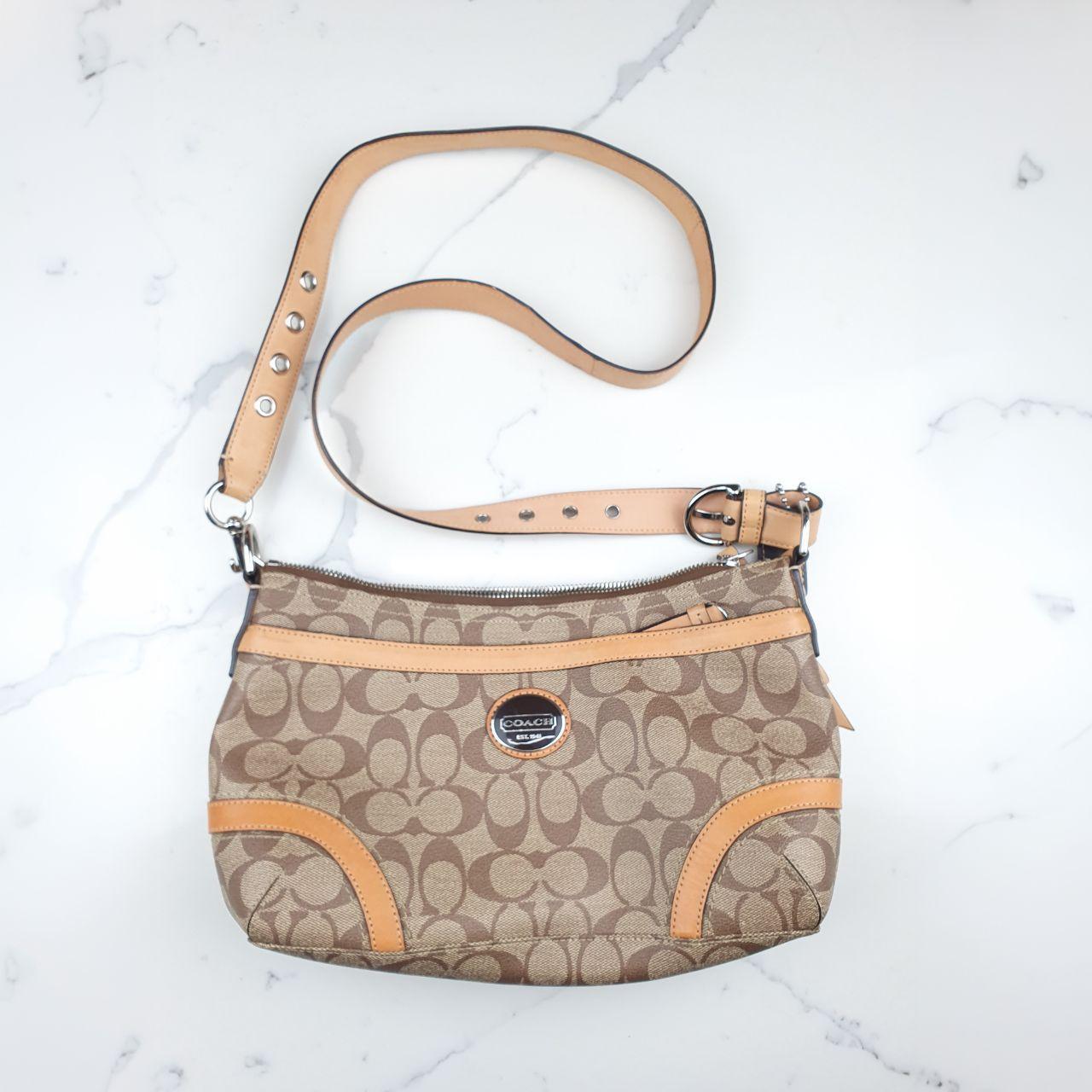 Coach Signature Canvas and Leather Adjustable Shoulder Bag