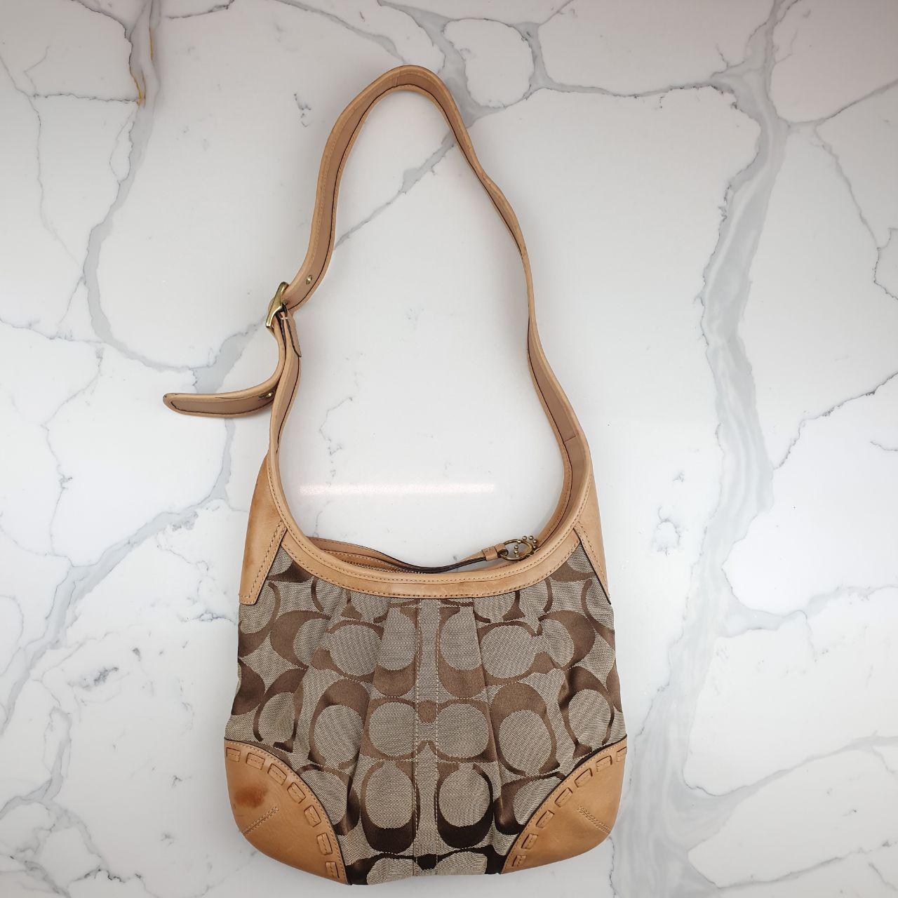 Coach Signature Canvas and Leather Hobo Shoulder Bag