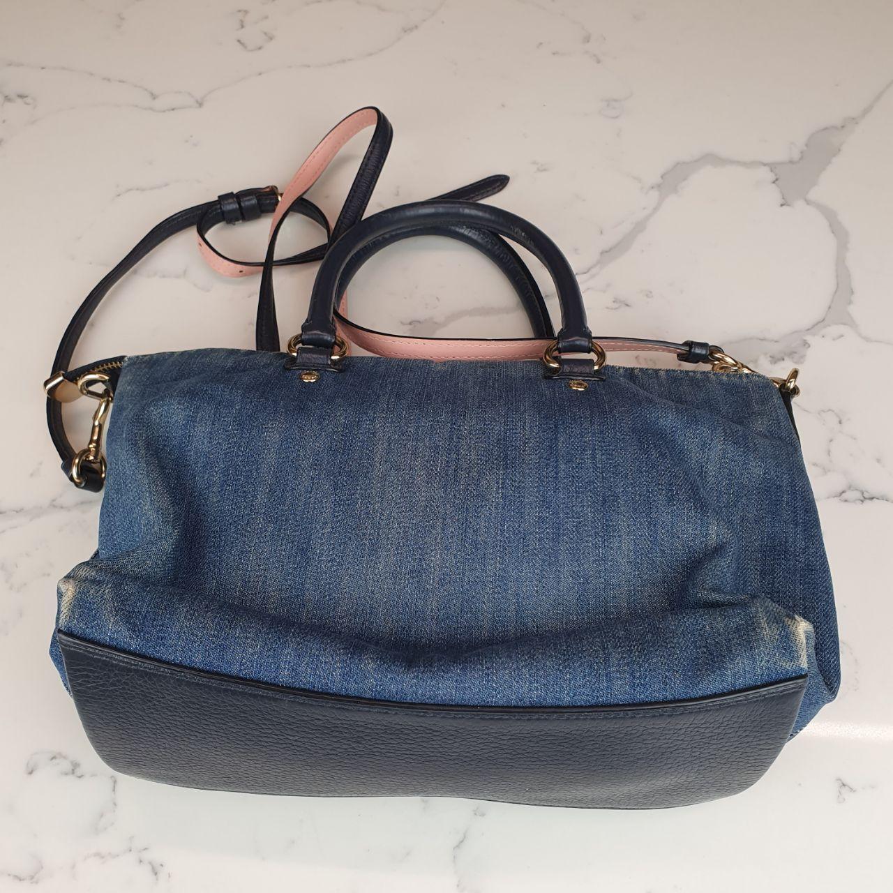 Authentic Coach Emma Mini Blue Denim and Leather handbag