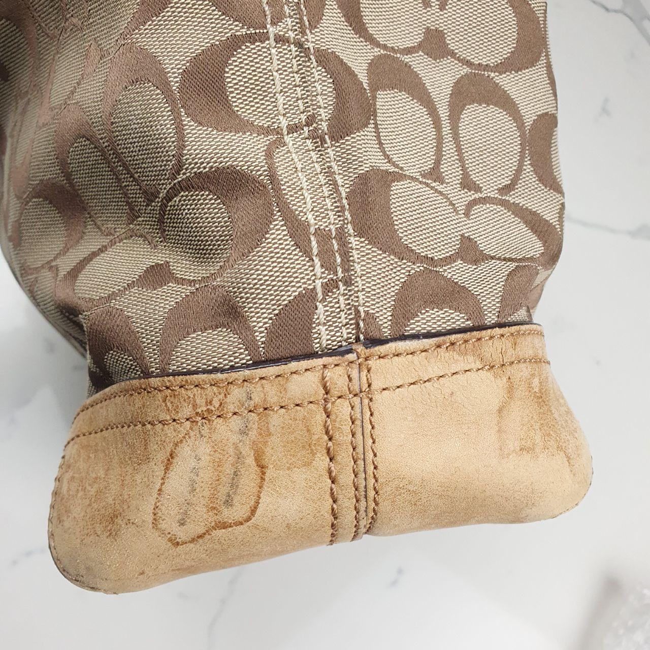 Coach Signature Canvas Tote Bag with Leather Trim