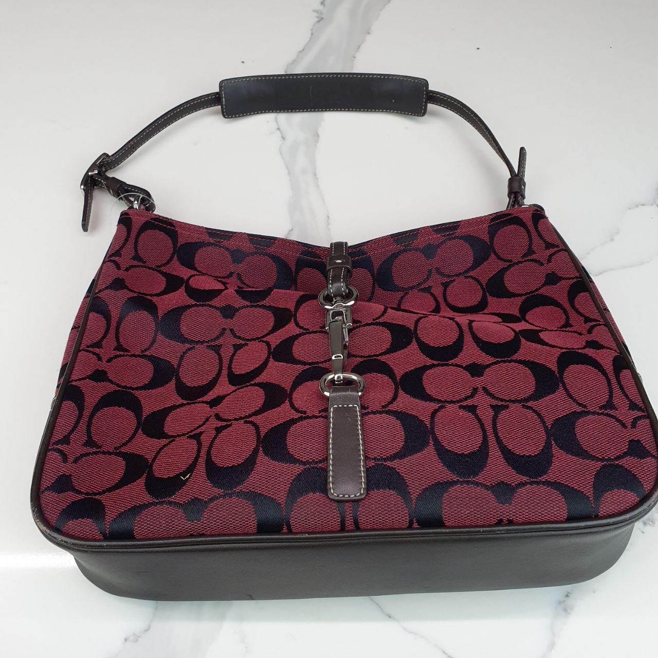 Authentic COACH Signature Coach One Shoulder Canvas Leather 6091 Shoulder Bag