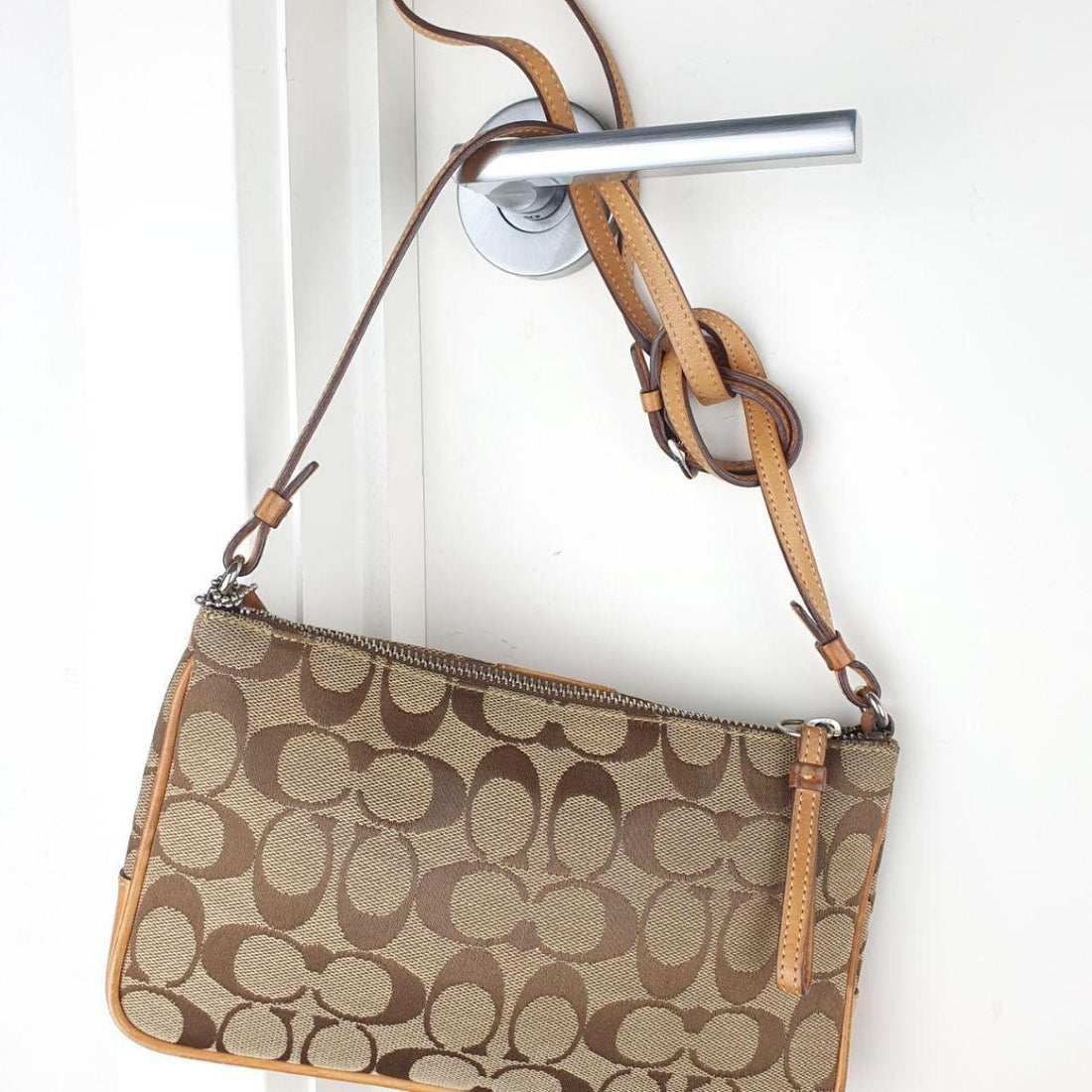 Coach Signature Canvas and Leather Small Shoulder Bag