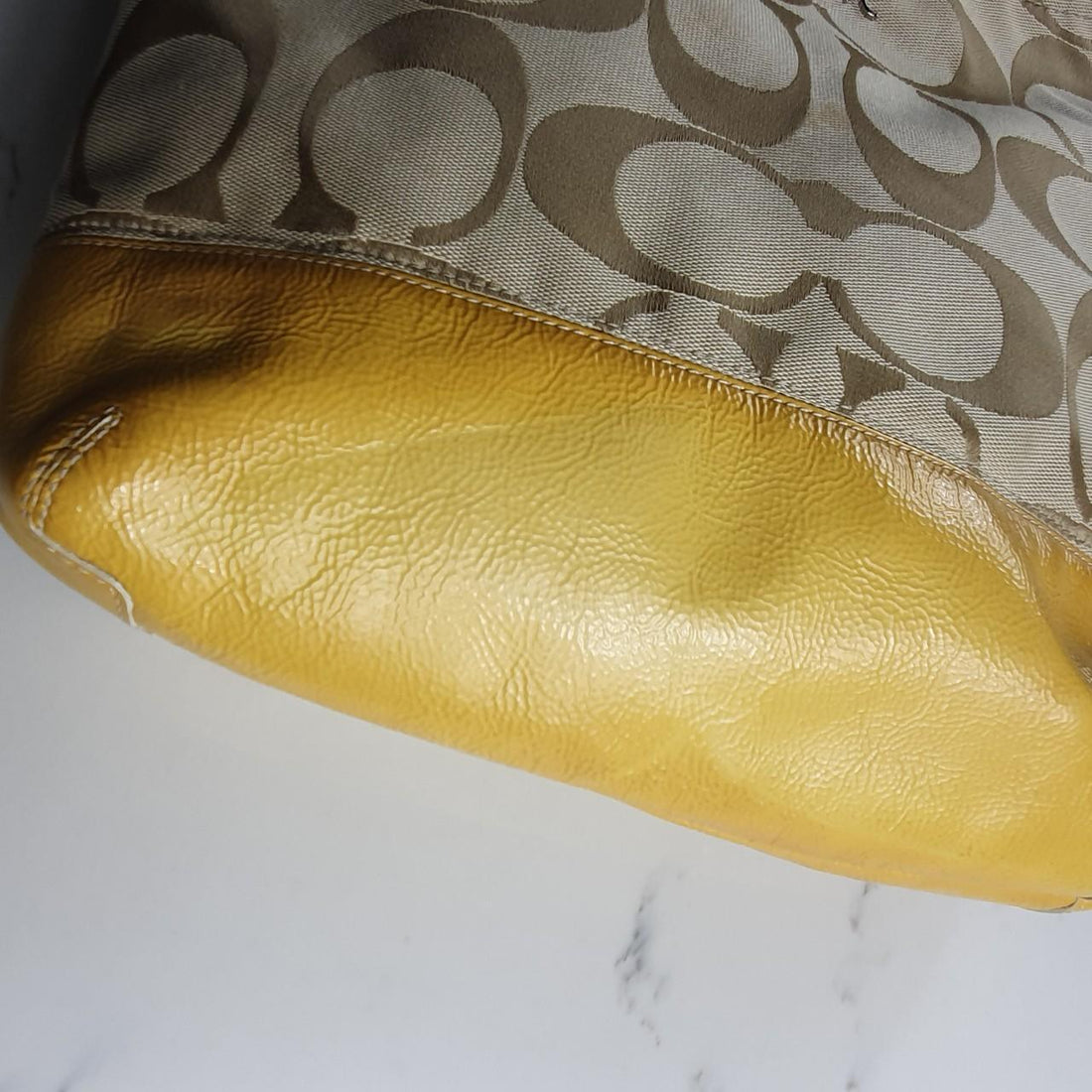 Authentic Coach yellow & tan hobo shoulder bag