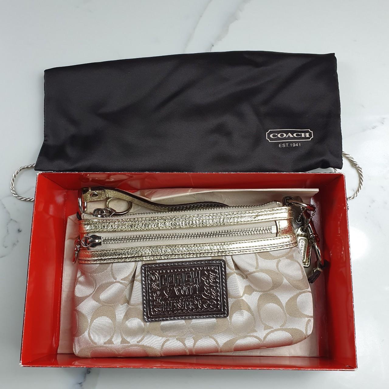 Authentic Coach signature mini purse with silver hardware