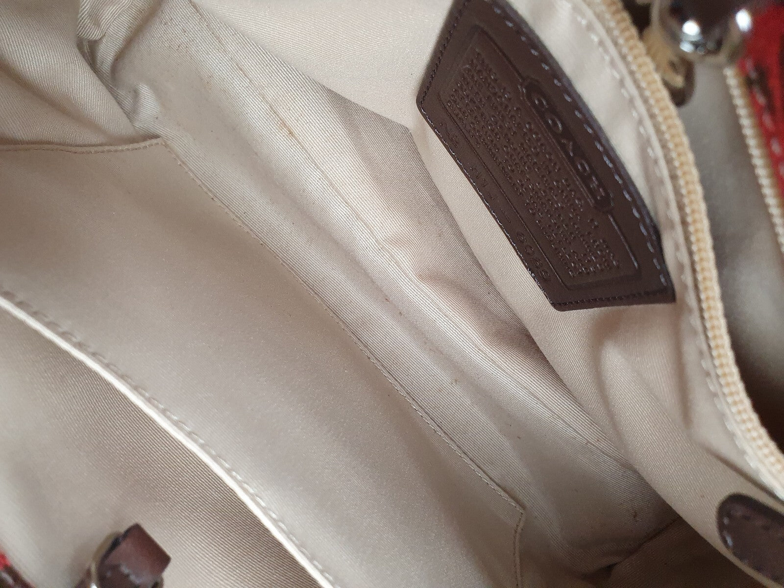 Coach Signature Canvas Tote Bag in Red and Brown