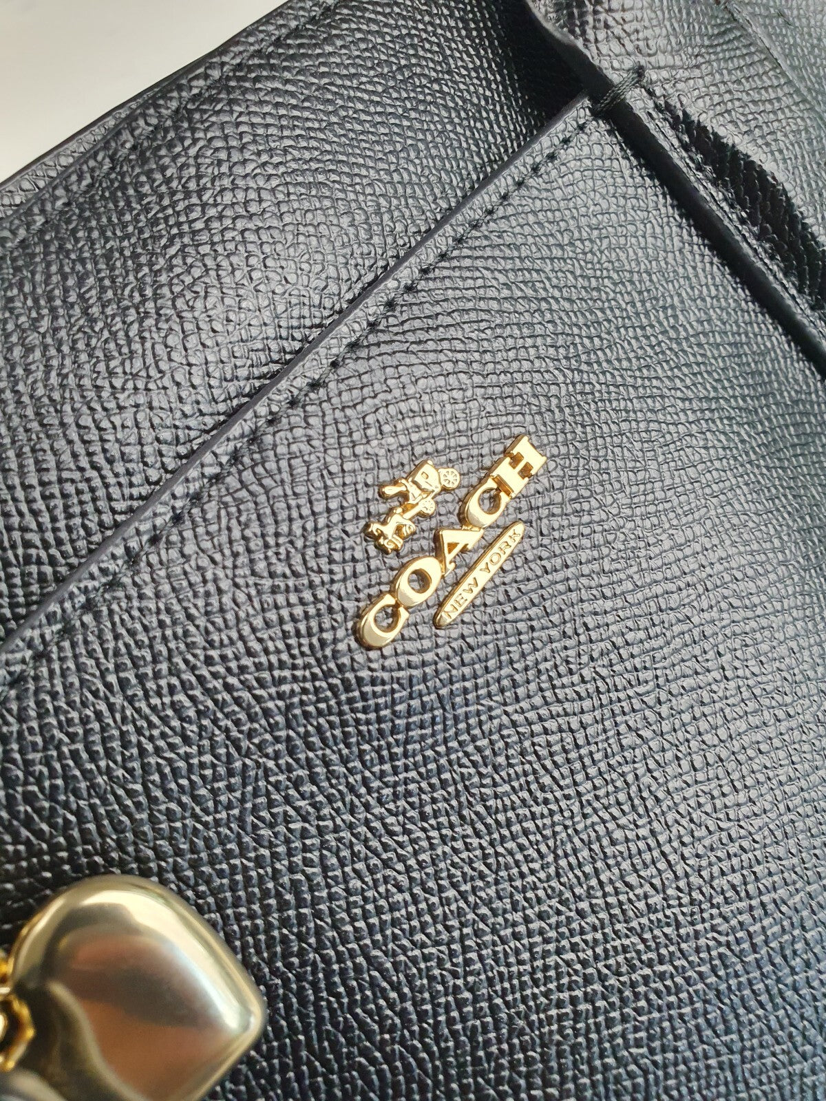 Coach Black Leather Vintage Shoulder Bag with Gold Hardware
