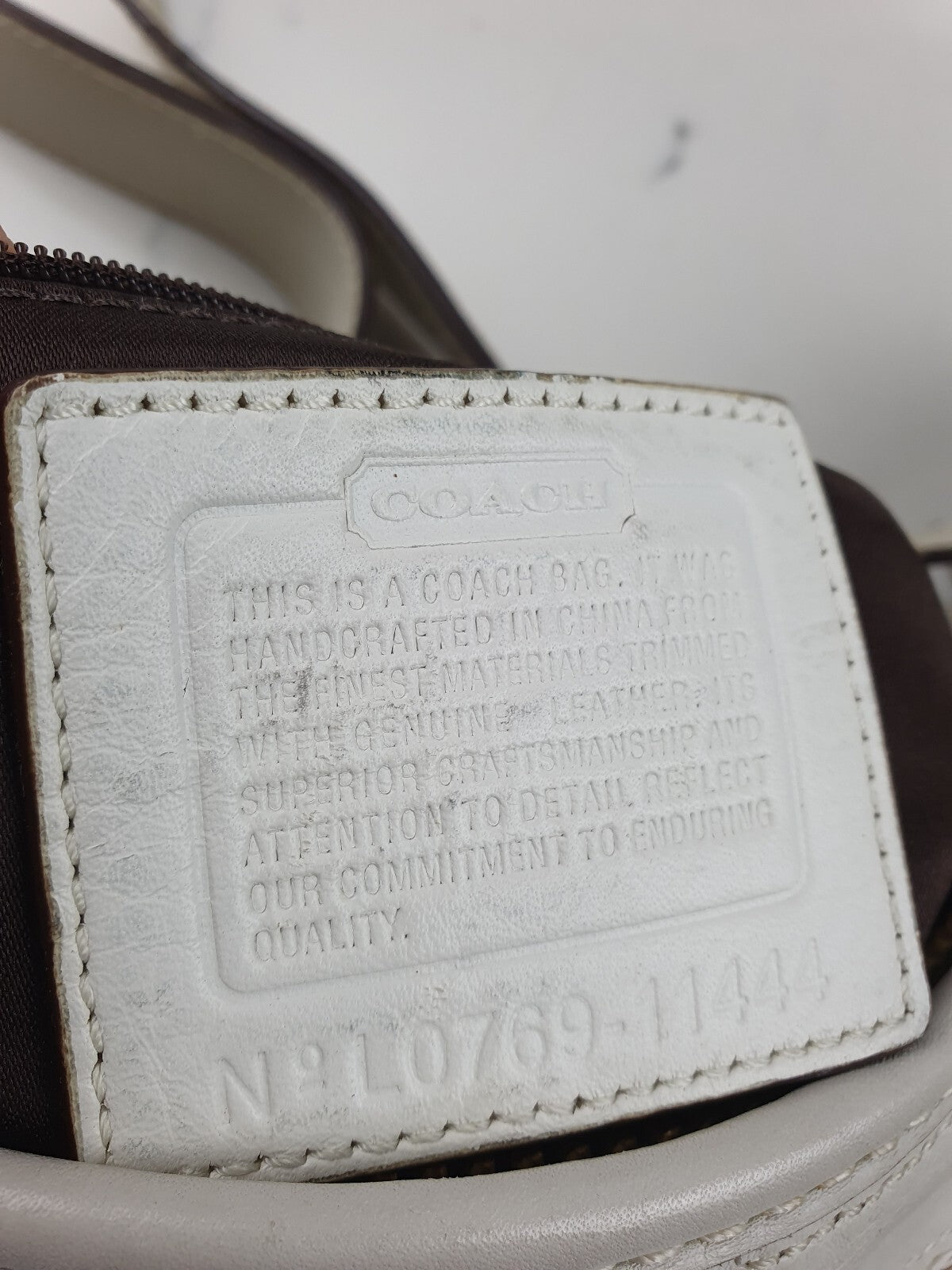Coach Signature Canvas and Genuine White Leather Hobo Shoulder Bag