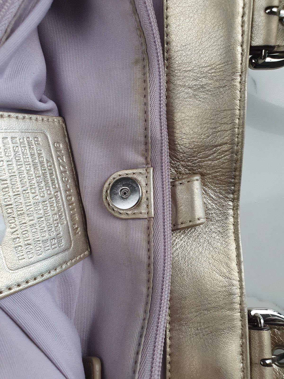 Coach White Leather Tote Bag with Metallic Gold Handles