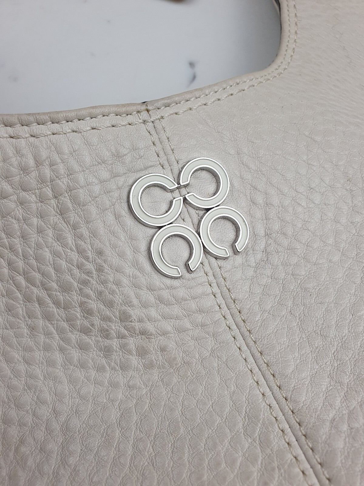 Coach Pebbled Leather Hobo Bag in Cream