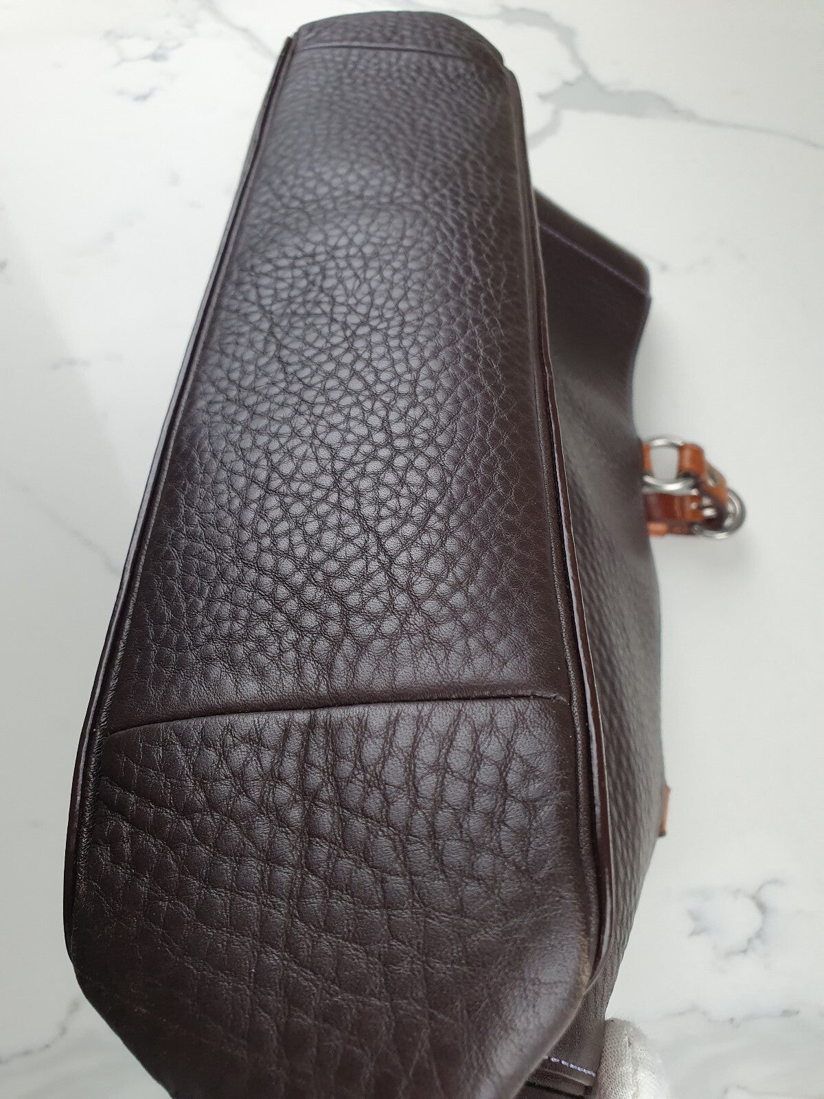 Coach Vintage Brown Pebbled Leather Tote Bag with Tan Handles