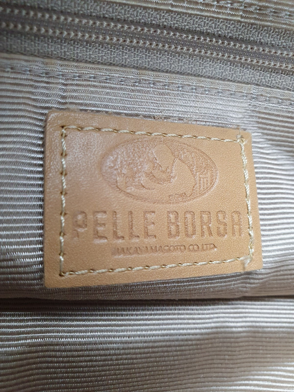 Pelle Borsa Canvas and Leather Shoulder Bag with Polka Dot Pattern