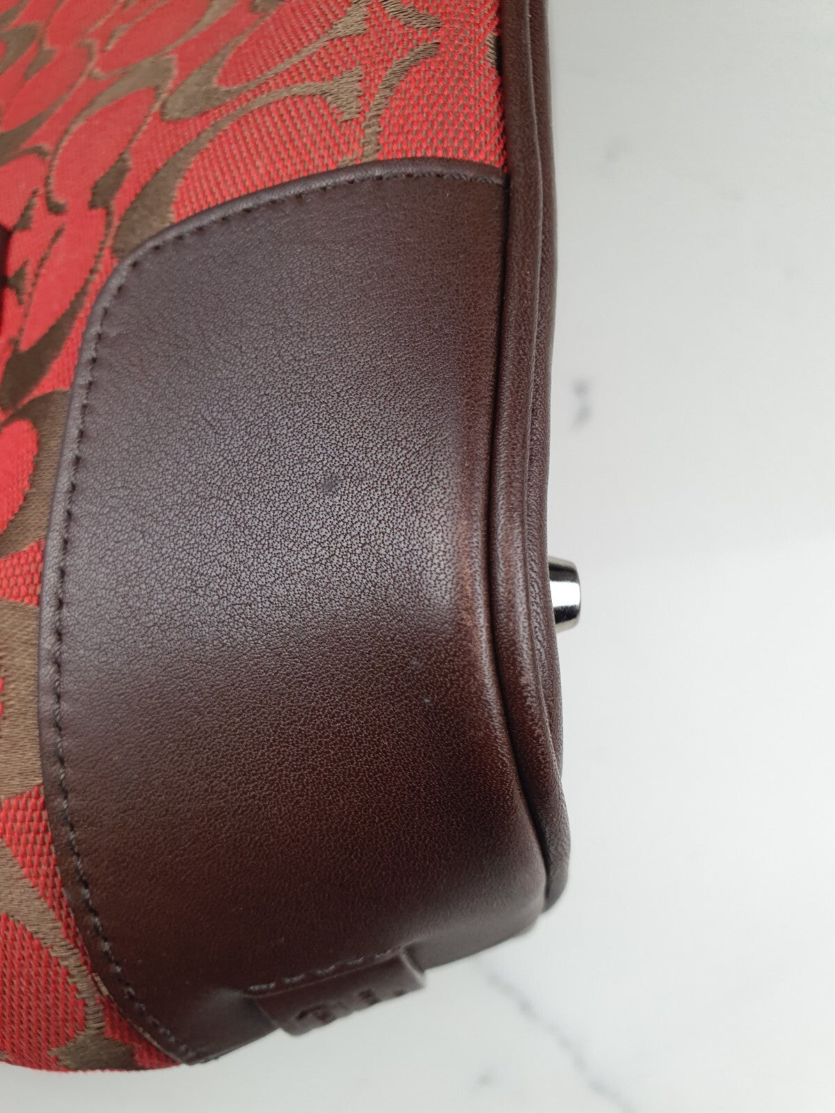 Coach Signature Canvas Tote Bag in Red and Brown