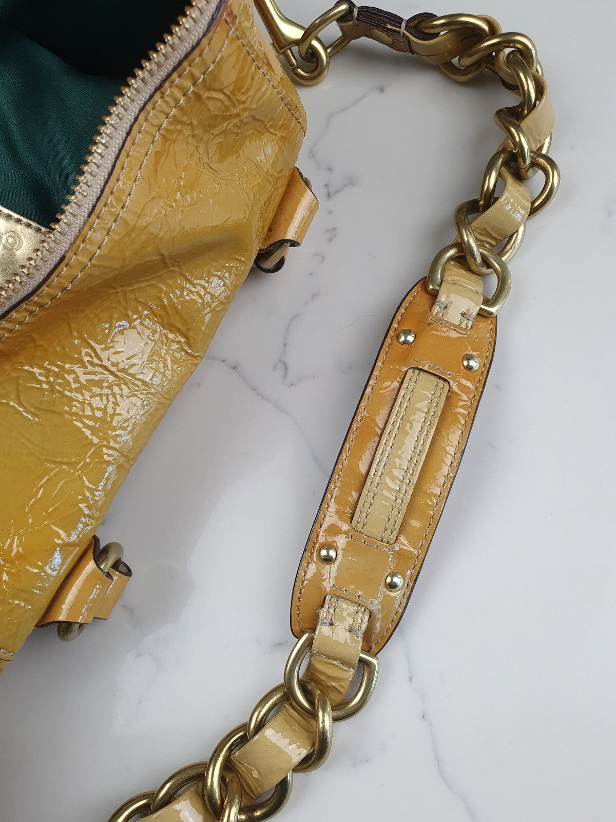 Coach Vintage Mustard Yellow Patent Leather Shoulder Bag