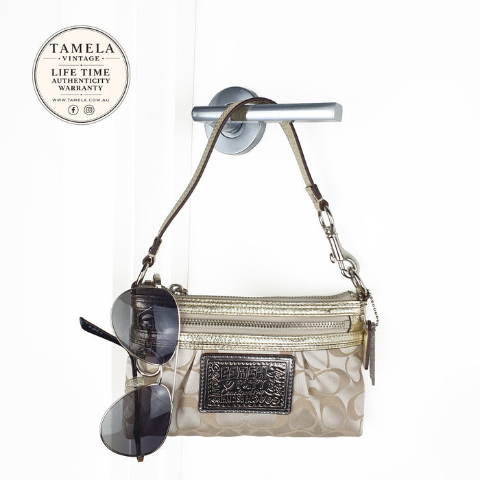 Authentic Coach signature mini purse with silver hardware