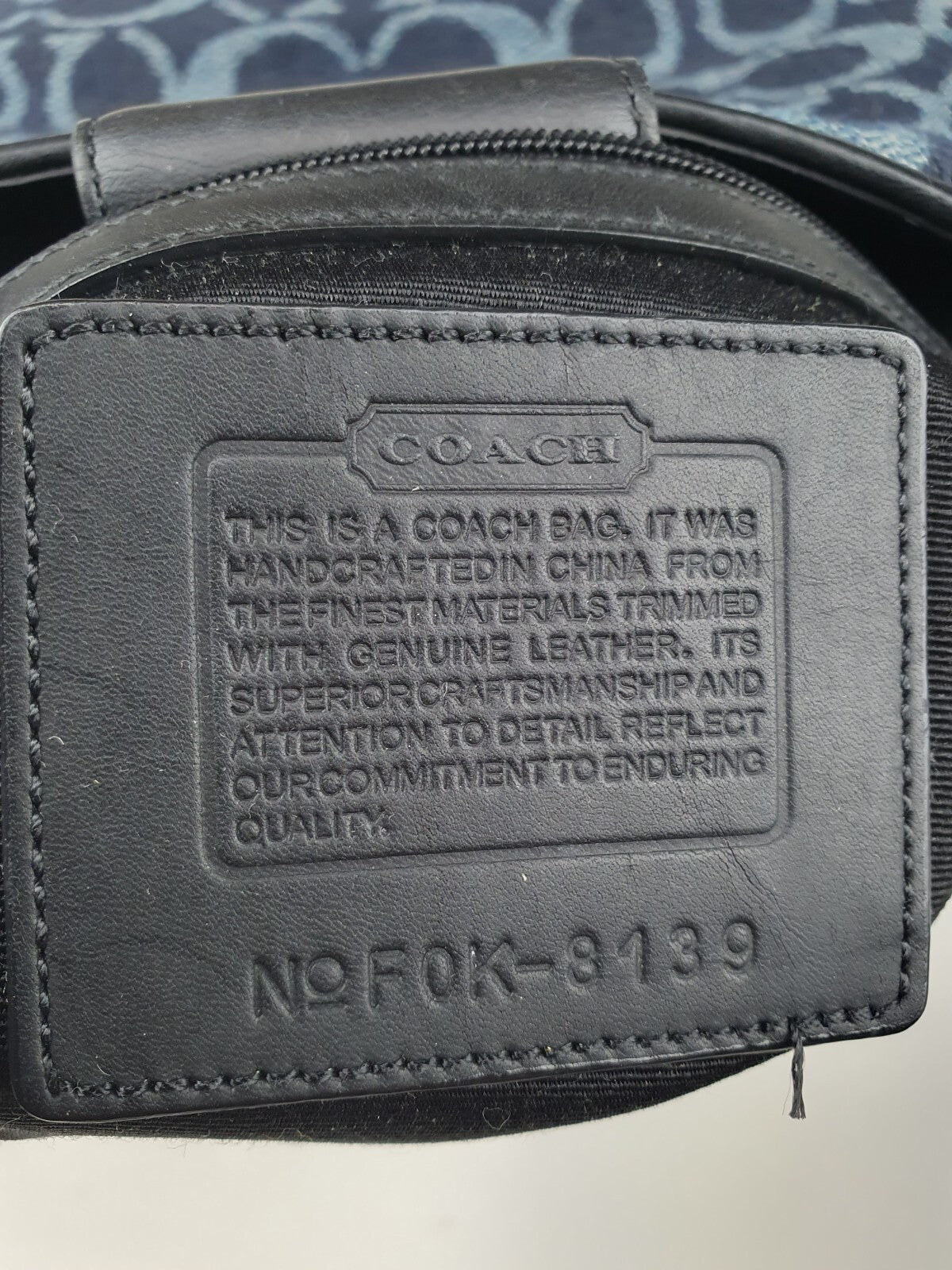 COACH Signature Wool Navy 8139 Shoulder Bag
