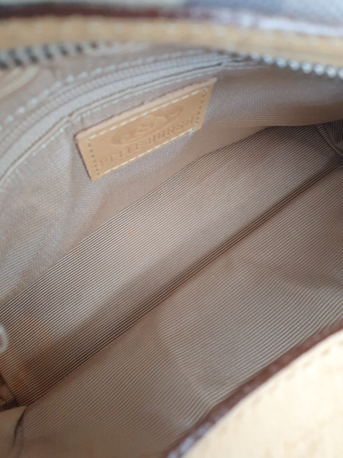 Pelle Borsa Canvas and Leather Shoulder Bag with Polka Dot Pattern