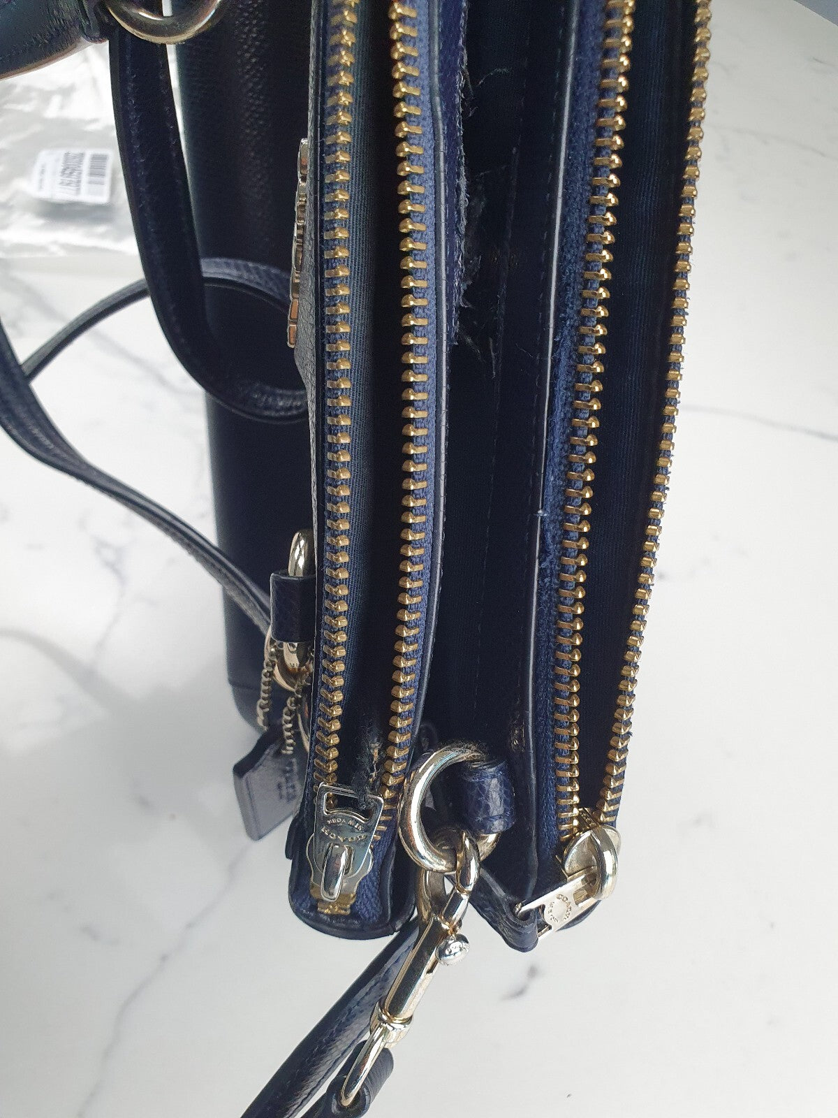 Coach Navy Blue Leather Satchel Handbag
