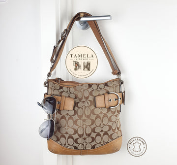 Coach Signature Canvas and Leather Shoulder Bag