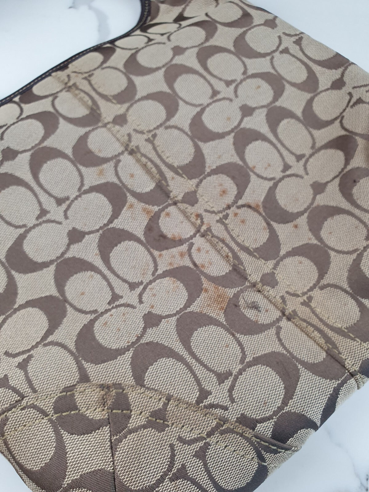 Coach Signature Canvas Brown Shoulder Bag