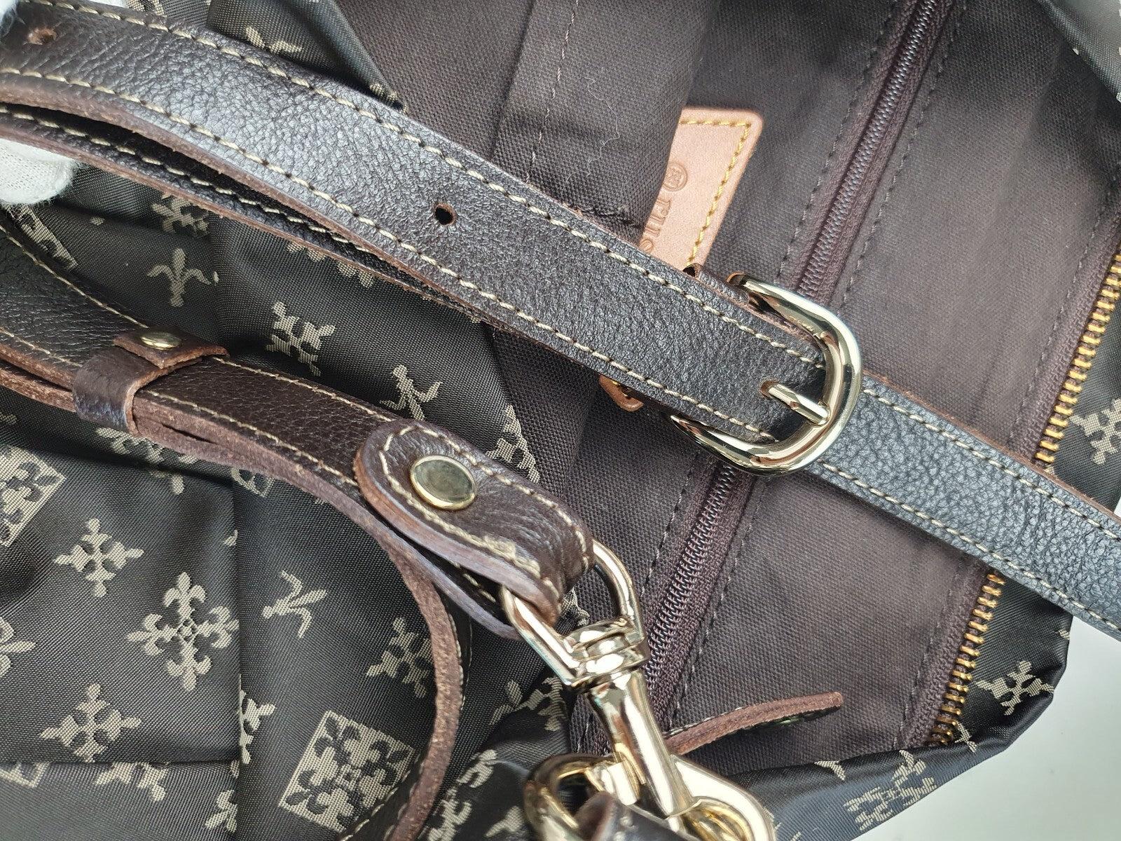Russet Brown Patterned Hobo Shoulder Bag with Adjustable Strap