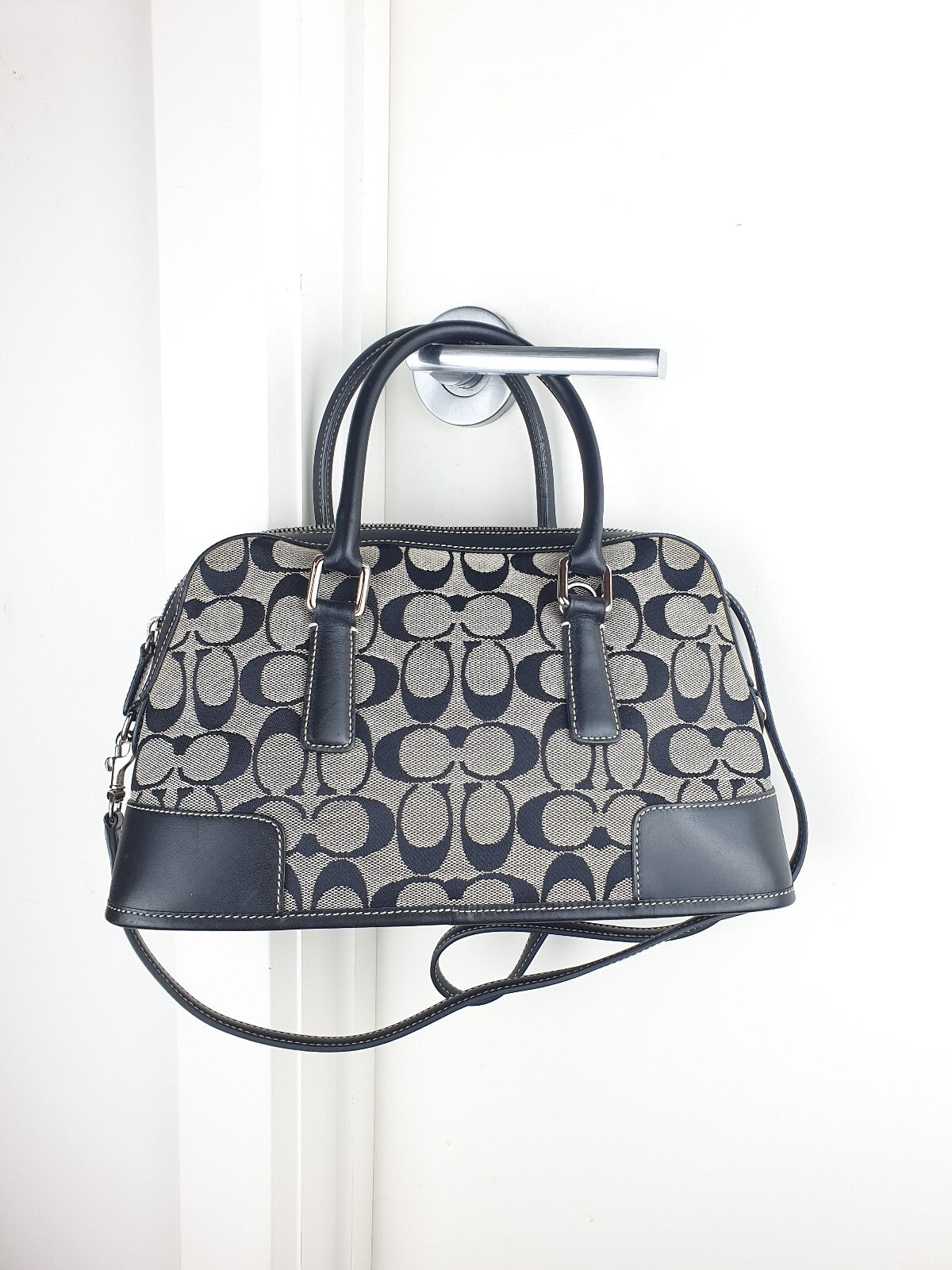Authentic Coach 2way Signature Canvas Mini Boston Bag