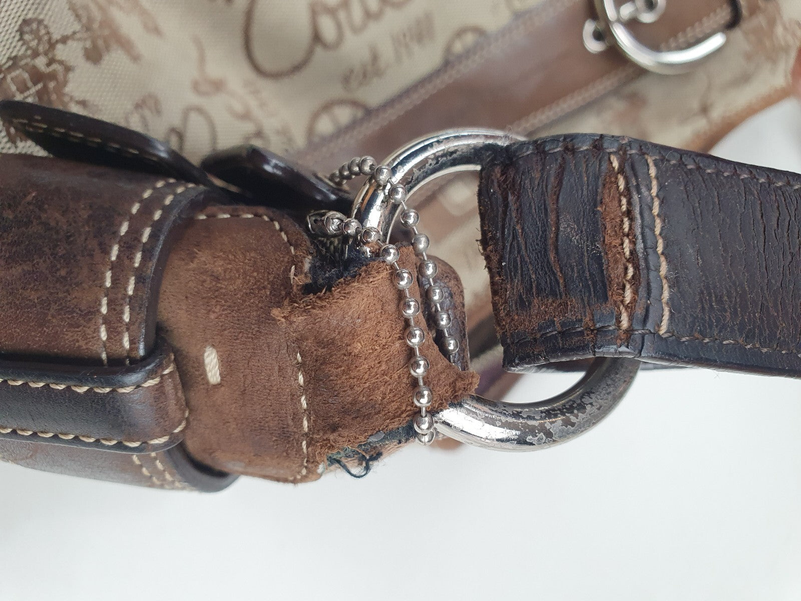 Coach Vintage Brown Leather and Canvas Shoulder Bag