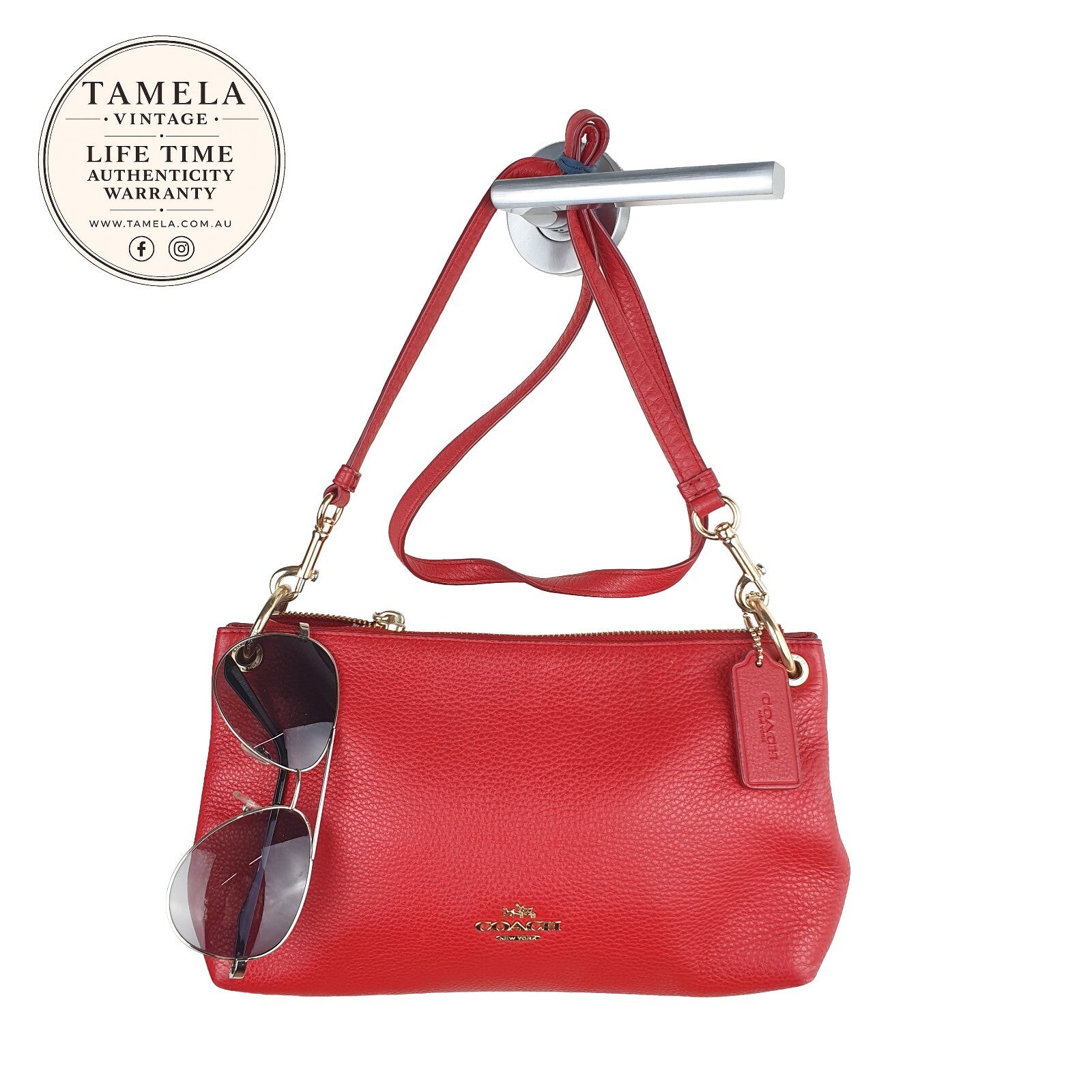 Coach Red Leather Crossbody Bag