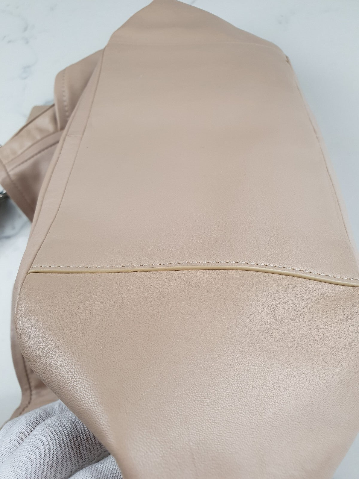 Coach Beige Leather Handbag with Knotted Handles