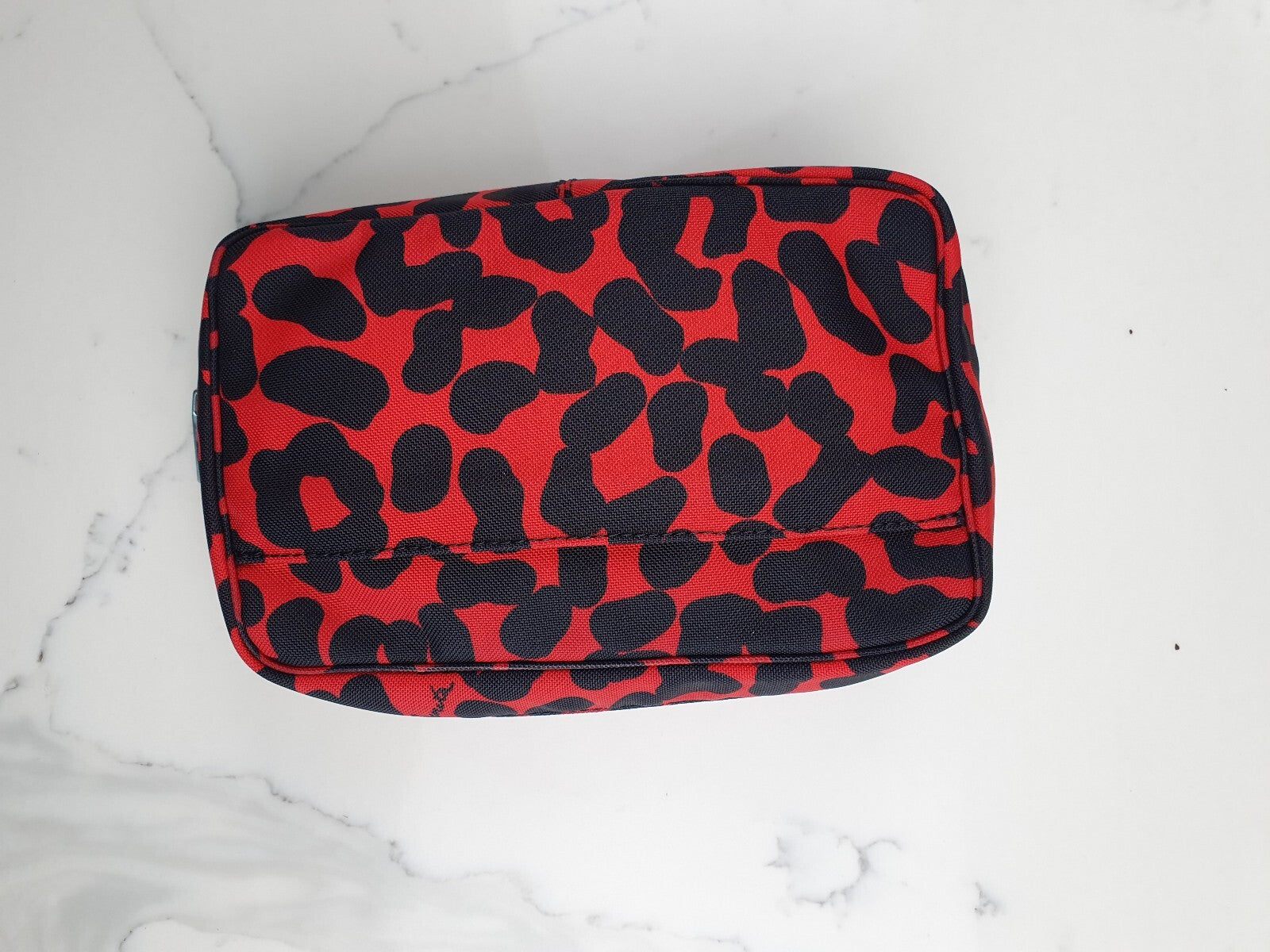 Bottega Veneta Red and Black Leopard Print Cosmetic Bag made in Italy