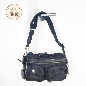Coach Vintage Black Nylon Crossbody Bag with Blue Interior