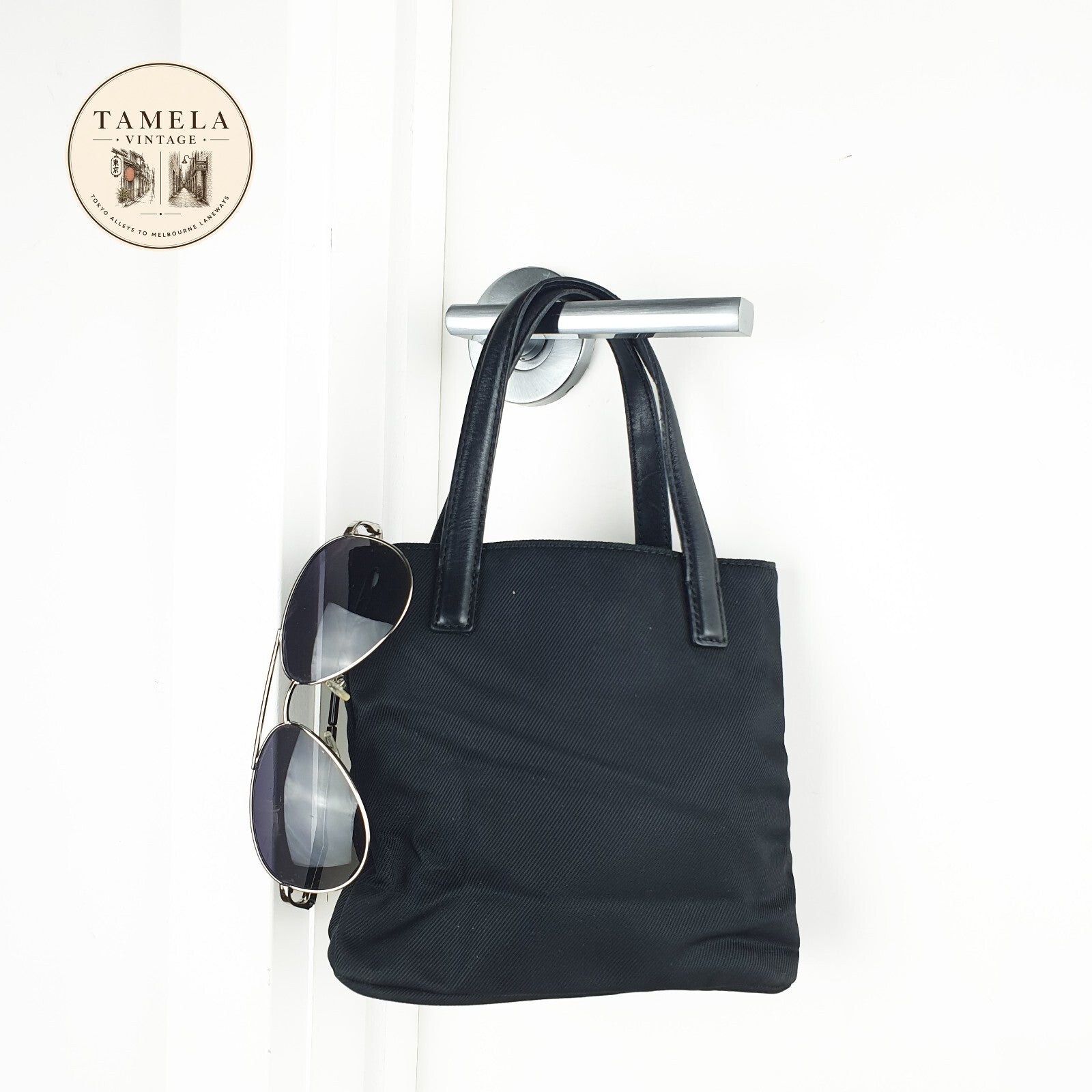 Coach Black Nylon and Leather Mini Tote Bag