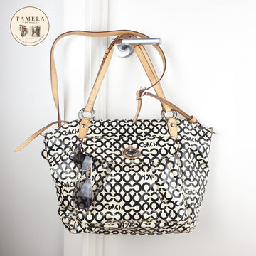 Coach Signature C Canvas Tote Bag with Leather Straps