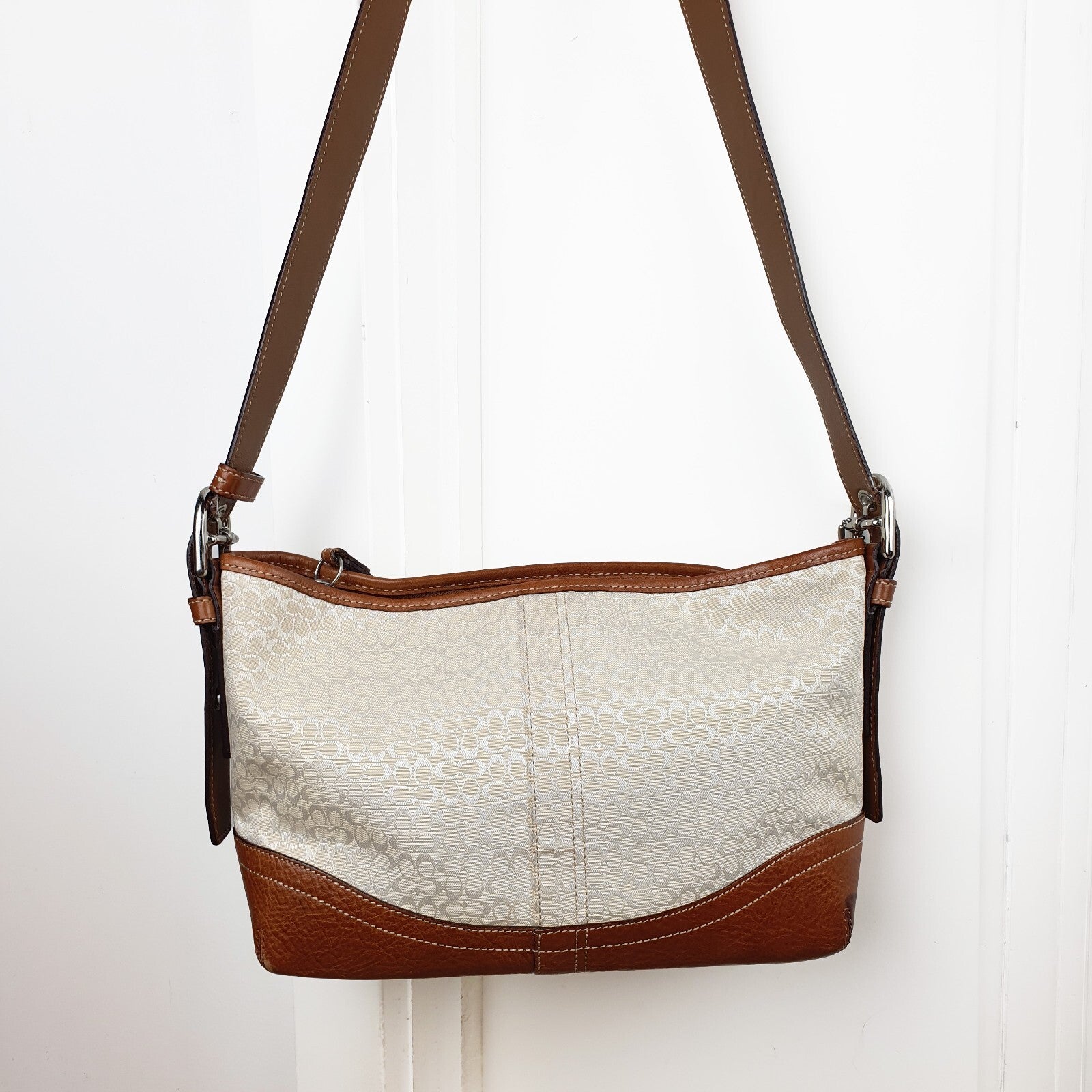 Coach Signature Canvas and Leather Shoulder Bag