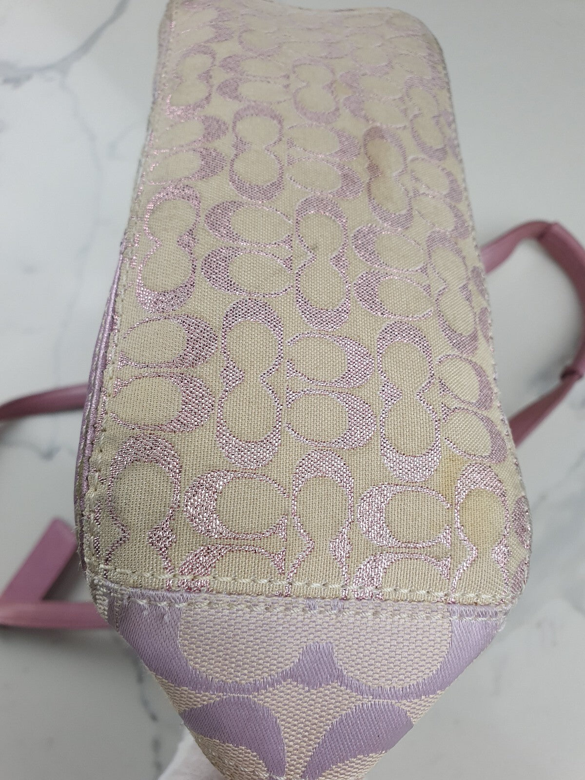Coach Patchwork Signature Tote Bag in Pink and Beige