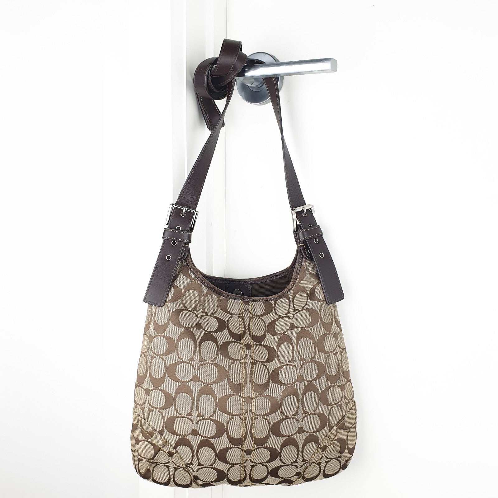 Coach Signature Canvas Shoulder Bag in Brown