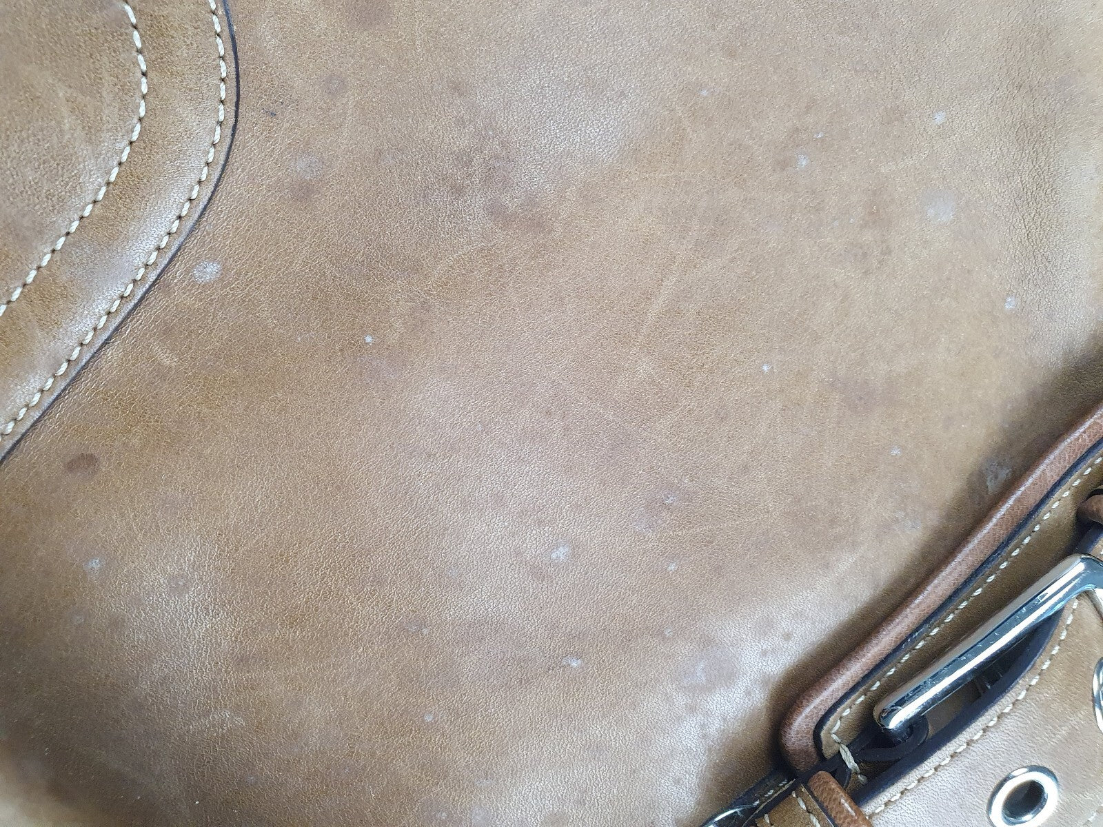 Coach Vintage Tan Leather Shoulder Bag with Buckle Detail