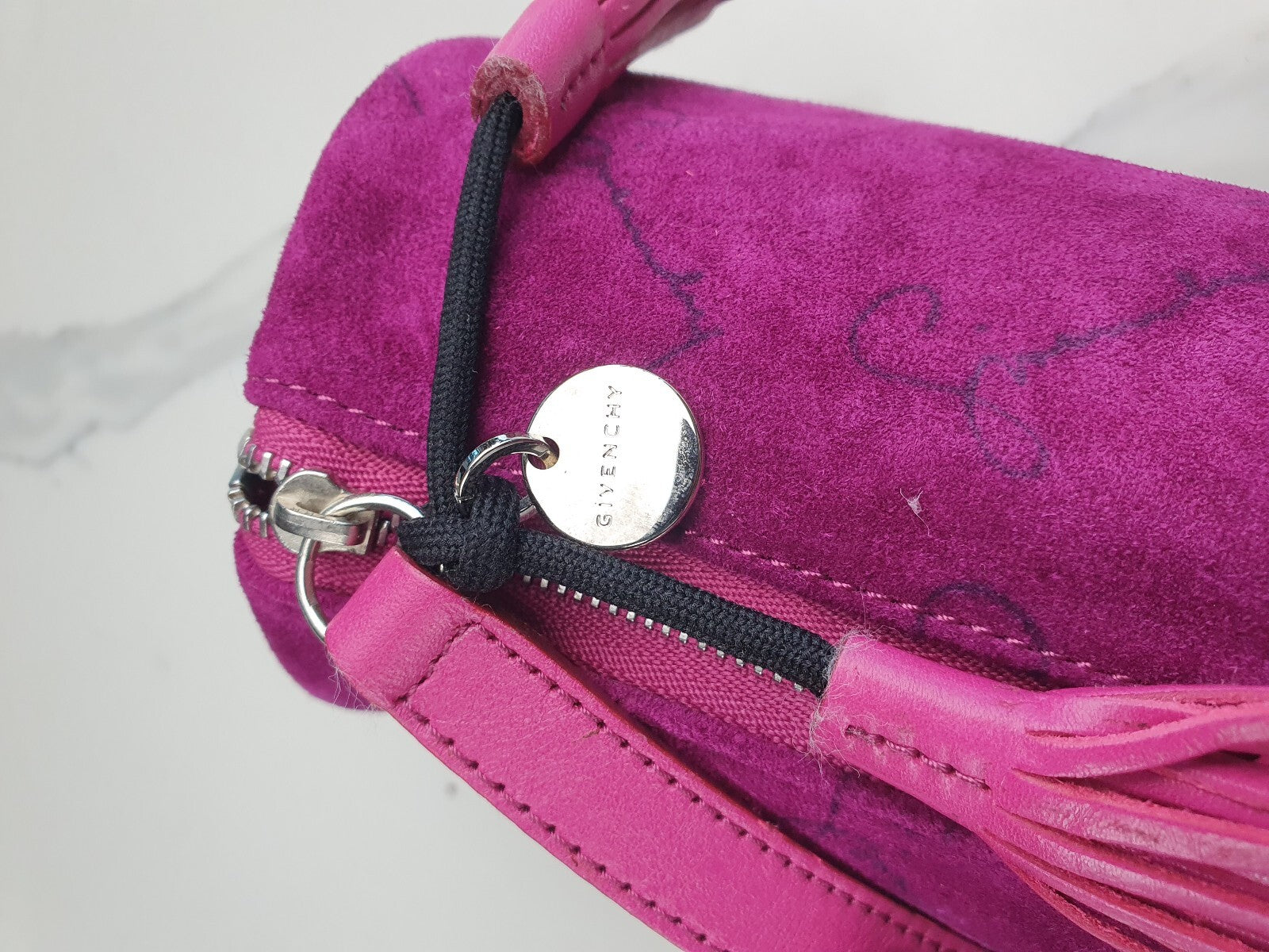 Givenchy Vintage Pink Suede Shoulder Bag