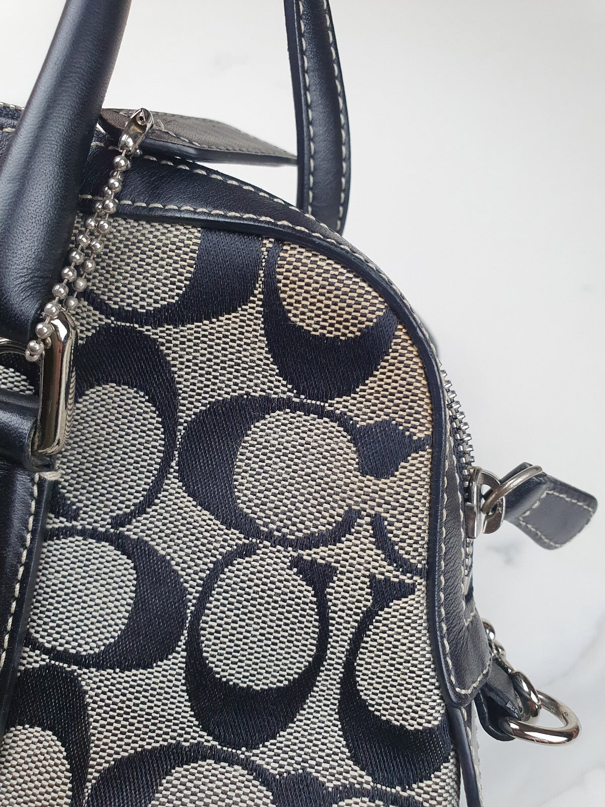 Authentic Coach 2way Signature Canvas Mini Boston Bag
