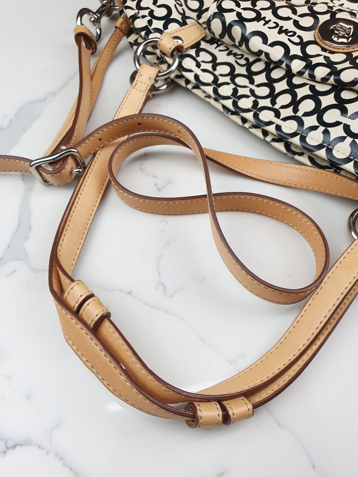 Coach Signature C Canvas Tote Bag with Leather Straps