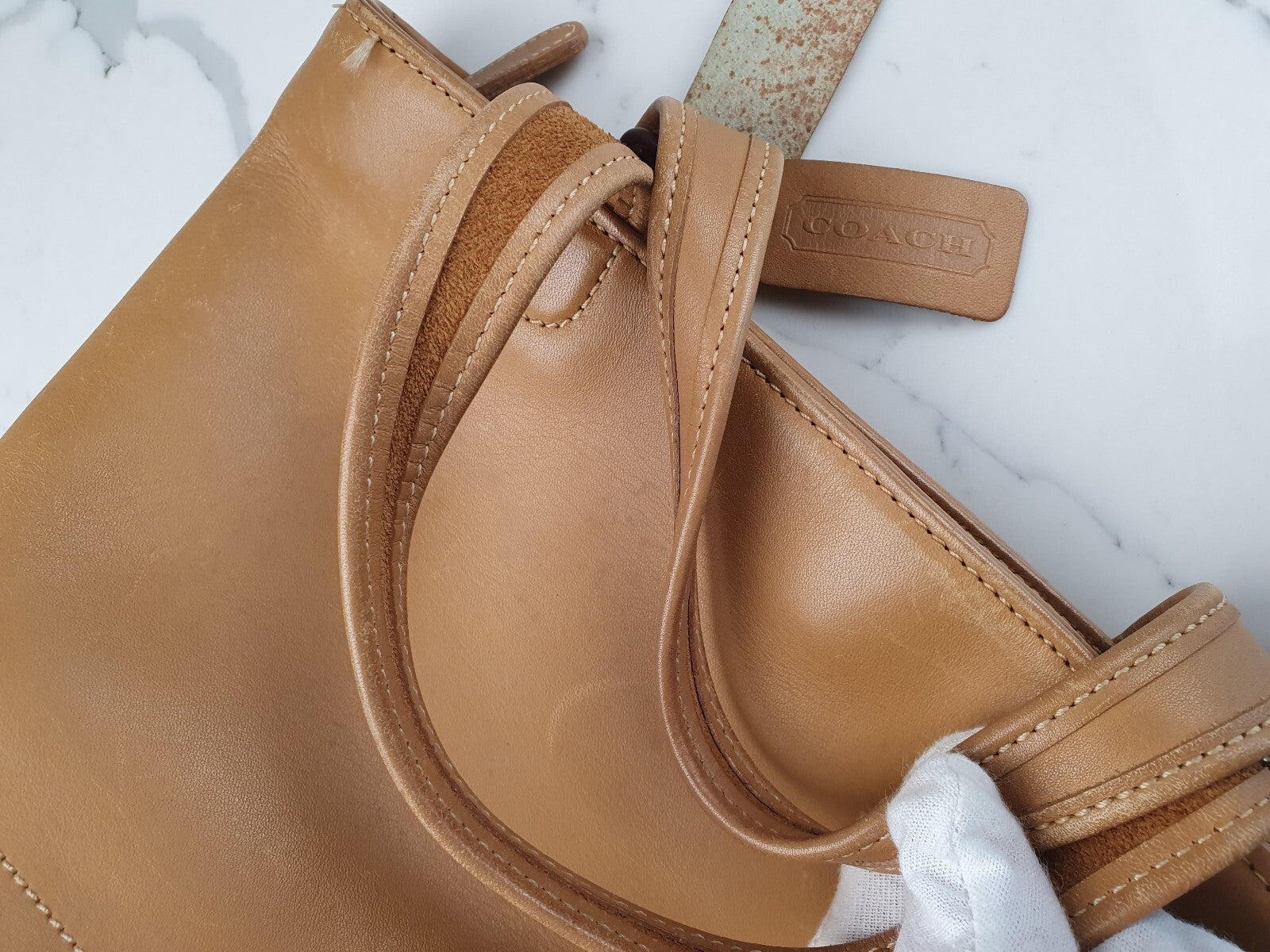 Vintage Coach Tan Leather Small Handbag 9301 made in USA